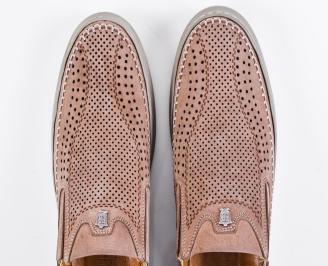 Мъжки  мокасини кафяви естествен  набук EOBUVKIBG