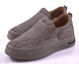 Мъжки  мокасини зелени естествен  набук EOBUVKIBG