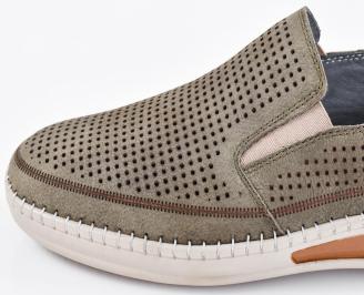 Мъжки  мокасини зелени естествен набук EOBUVKIBG