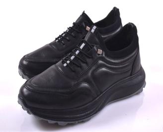 Мъжки кецове естествена кожа черни EOBUVKIBG