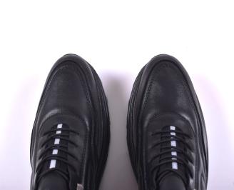 Мъжки ортопедични обувки естествена кожа черни EOBUVKIBG