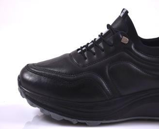 Мъжки ортопедични обувки естествена кожа черни EOBUVKIBG