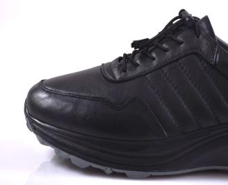 Мъжки ортопедични обувки естествена кожа черни EOBUVKIBG