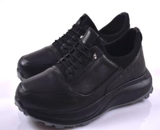 Мъжки кецове естествена кожа черни EOBUVKIBG