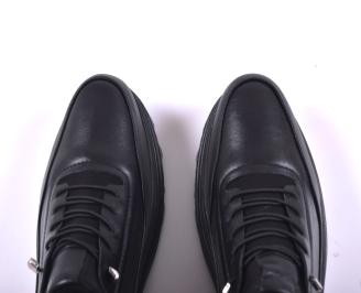 Мъжки ортопедични обувки естествена кожа черни EOBUVKIBG