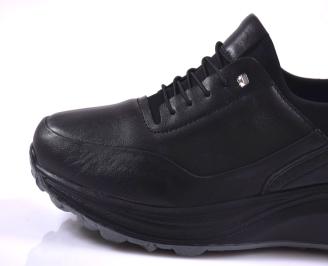 Мъжки ортопедични обувки естествена кожа черни EOBUVKIBG