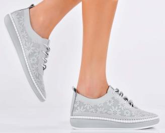 Дамски обувки  естествена кожа сиви EOBUVKIBG