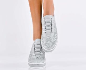 Дамски обувки  естествена кожа сиви EOBUVKIBG