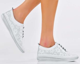 Дамски обувки  естествена кожа бели EOBUVKIBG