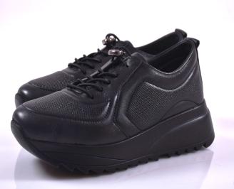 Дамски сникърси естествена кожа черни EOBUVKIBG