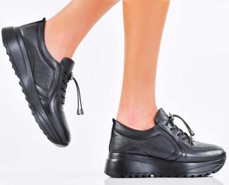 Дамски сникърси естествена кожа черни EOBUVKIBG