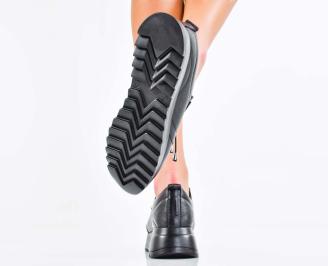 Дамски сникърси естествена кожа черни EOBUVKIBG