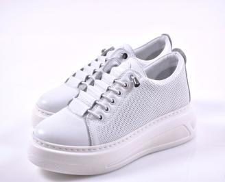 Дамски сникърси естествена кожа бели EOBUVKIBG