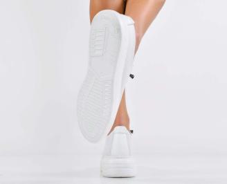 Дамски сникърси естествена кожа бели EOBUVKIBG
