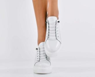 Дамски сникърси естествена кожа бели EOBUVKIBG