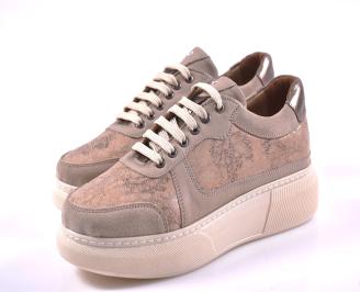 Дамски сникърси естествена кожа бежови EOBUVKIBG