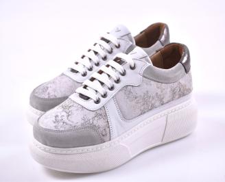 Дамски сникърси естествена кожа бели EOBUVKIBG