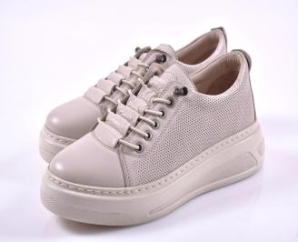 Дамски сникърси естествена кожа бежови EOBUVKIBG