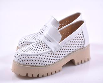 Дамски лоуфъри естествена кожа бели EOBUVKIBG