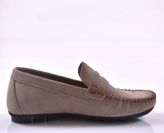 Мъжки  мокасини естествен  набук бежови EOBUVKIBG