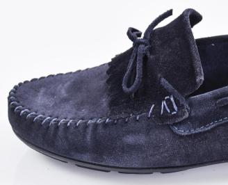 Мъжки  мокасини естествен  набук сини EOBUVKIBG