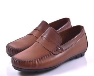 Мъжки  мокасини естествена  кожа кафяви EOBUVKIBG
