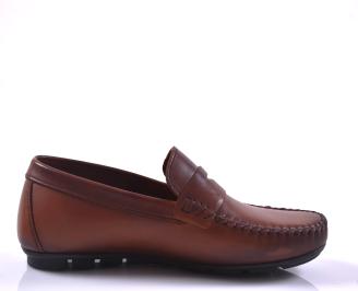 Мъжки  мокасини естествена  кожа кафяви EOBUVKIBG