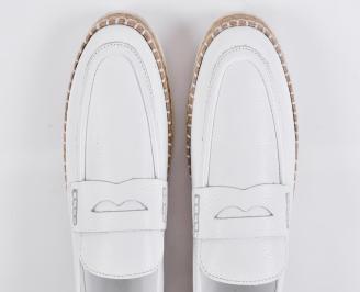 Мъжки  мокасини естествена  кожа бели EOBUVKIBG