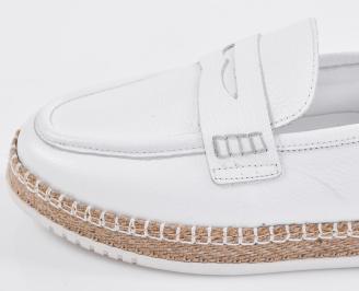 Мъжки  мокасини естествена  кожа бели EOBUVKIBG