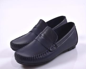 Мъжки  мокасини естествена  кожа сини EOBUVKIBG