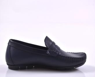 Мъжки  мокасини естествена  кожа сини EOBUVKIBG