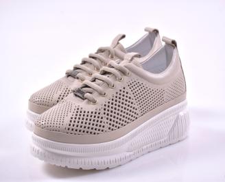 Дамски сникърси естествена кожа бежови EOBUVKIBG