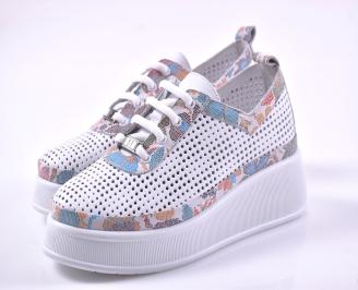 Дамски сникърси естествена кожа бели EOBUVKIBG