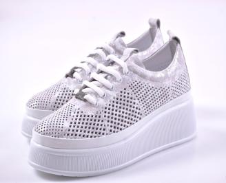 Дамски сникърси естествена кожа бели EOBUVKIBG