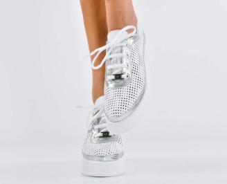 Дамски обувки естествена кожа бели EOBUVKIBG