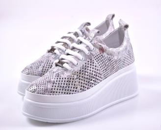 Дамски сникърси естествена кожа бели EOBUVKIBG