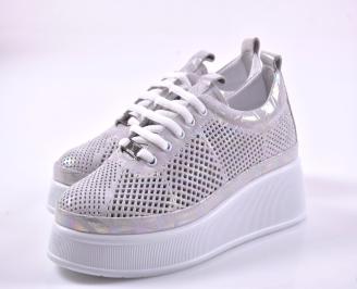 Дамски сникърси естествена кожа бели EOBUVKIBG