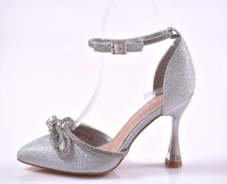 Дамски елегантни сандали сребристи  EOBUVKIBG
