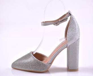 Дамски елегантни сандали сребристи  EOBUVKIBG