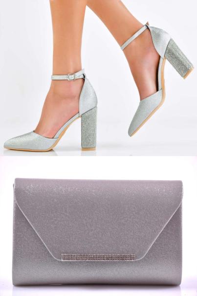 Комплект чанта и сандал сребристи EOBUVKIBG
