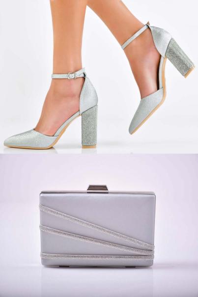 Комплект чанта и сандал сребристи EOBUVKIBG