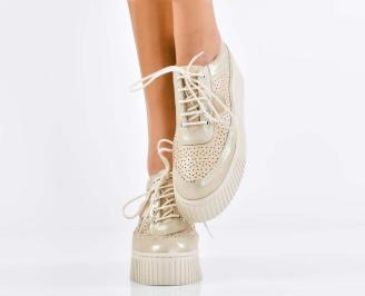 Дамски сникърси естествена кожа бежови EOBUVKIBG