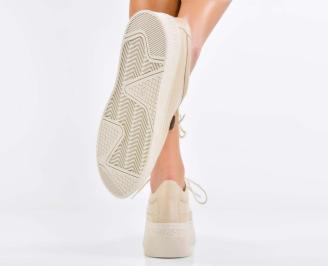 Дамски сникърси естествена кожа бежови EOBUVKIBG