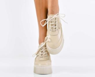 Дамски сникърси естествена кожа бежови EOBUVKIBG