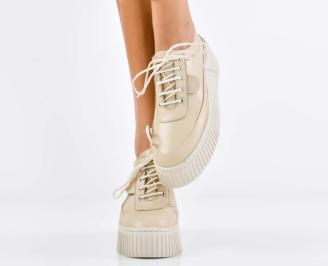 Дамски сникърси естествена кожа бежови EOBUVKIBG