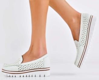 Дамски ежедневни обувки естествена кожа бели EOBUVKIBG