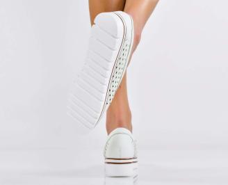 Дамски ежедневни обувки естествена кожа бели EOBUVKIBG