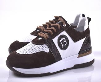 Дамски сникърси естествена кожа бели EOBUVKIBG