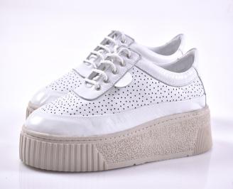 Дамски сникърси естествена кожа бели EOBUVKIBG