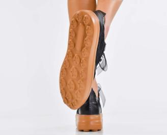 Дамски сникърси естествена кожа черни EOBUVKIBG